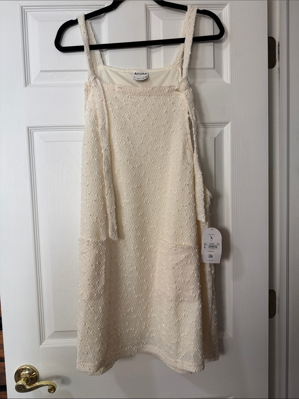 Arula Cream Textured Mini Sundress